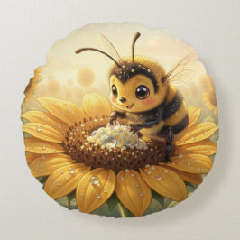 Golden Bumblebee in Bloom Dance.9 Rond Kussen