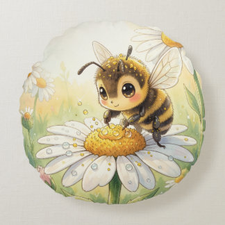 Golden Bumblebee in Bloom Dance Rond Kussen