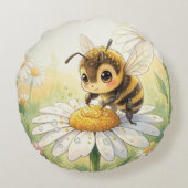 Golden Bumblebee in Bloom Dance Rond Kussen (Achterkant)