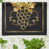 Golden bunch van druiven met gouden sierbloem theedoek (Gevouwen)