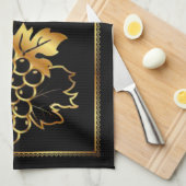 Golden bunch van druiven met gouden sierbloem theedoek (Quarter Fold)