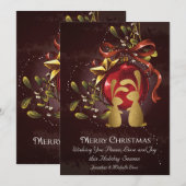 Golden Bunnies en Mistletoe Merry-kerstflat Feestdagenkaart (Voorkant / Achterkant)