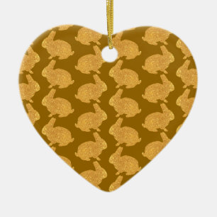 Golden Bunnies Keramisch Ornament