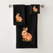 Golden Bunny op Black Bad Handdoek (Insitu)