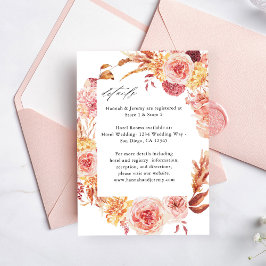 Golden Burgundy & Blush Pink Floral Enclosure Informatiekaartje