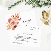 Golden Burgundy Blush Pink Floral w Meal RSVP 2 Kaartje