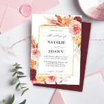 Golden Burgundy & Blush Pink Floral Wedding - B Kaart<br><div class="desc">Stuur je gasten een mooie trouwuitnodiging met je prachtige gouden Bourgogne & Blush Pink Floral - Roze bruiloft.</div>