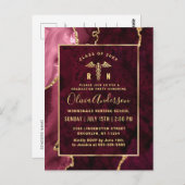 Golden Burgundy RN Graduation Party Invitation Briefkaart (Voorkant / Achterkant)