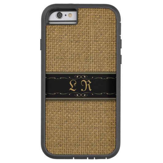 Golden Burlap iPhone 6 Aangepast monogram Hoesje (Achterkant)