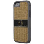 Golden Burlap iPhone 6 Aangepast monogram Hoesje (Achterkant Links)