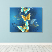 Golden butterflies canvas afdruk (Insitu (Houten vloer))