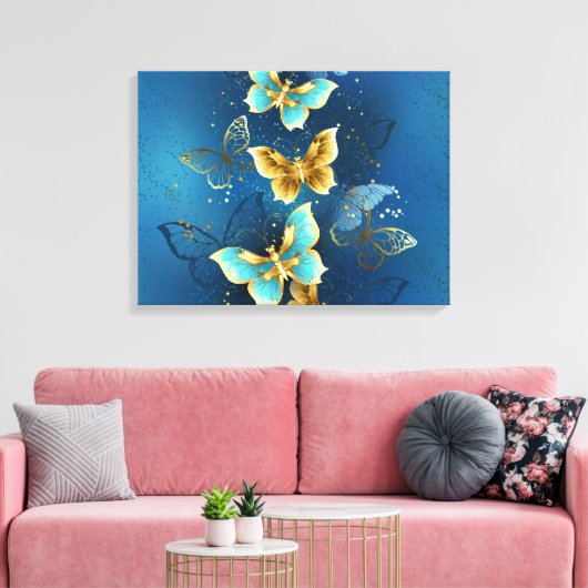 Golden butterflies canvas afdruk (Insitu (Woonkamer))