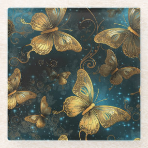 Golden Butterflies Glass Onderzetter