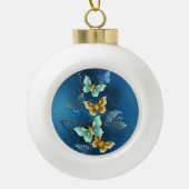 Golden butterflies keramische bal ornament (Voorkant)