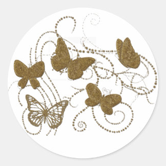 Golden Butterflies met Golden Swirls Ronde Sticker