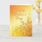 Golden Butterflies-Moederdag kaart (Gele Bloem)