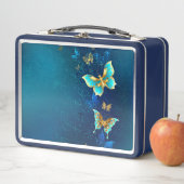 Golden Butterflies op een blauwe achtergrond (In situ)