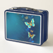 Golden Butterflies op een blauwe achtergrond (Achterkant)