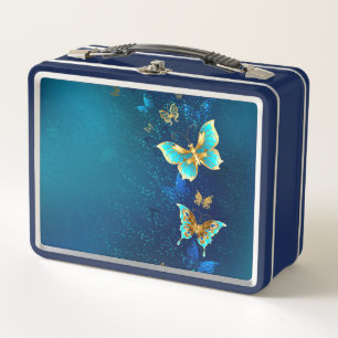 Golden Butterflies op een blauwe achtergrond