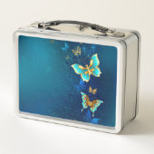 Golden Butterflies op een blauwe achtergrond (Achterkant)