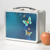 Golden Butterflies op een blauwe achtergrond (In situ)