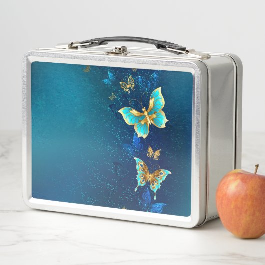 Golden Butterflies op een blauwe achtergrond (In situ)