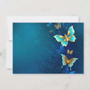 Golden Butterflies op een blauwe achtergrond