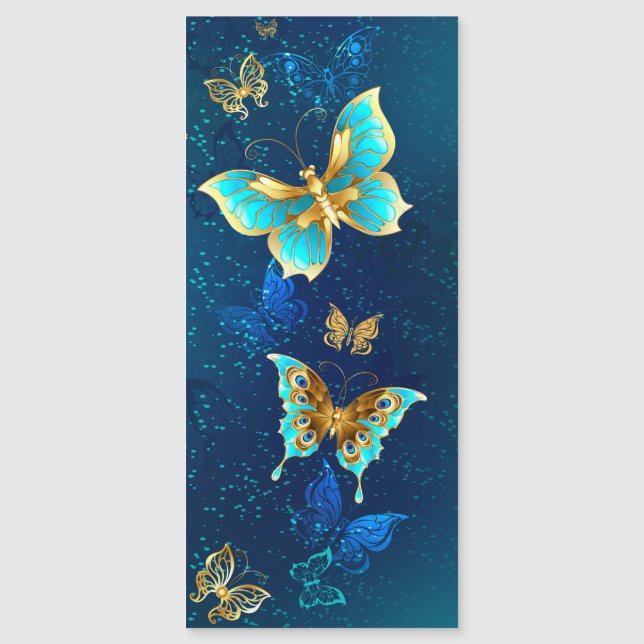 Golden Butterflies op een blauwe achtergrond (Voorkant)