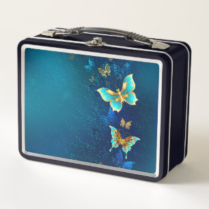 Golden Butterflies op een blauwe achtergrond