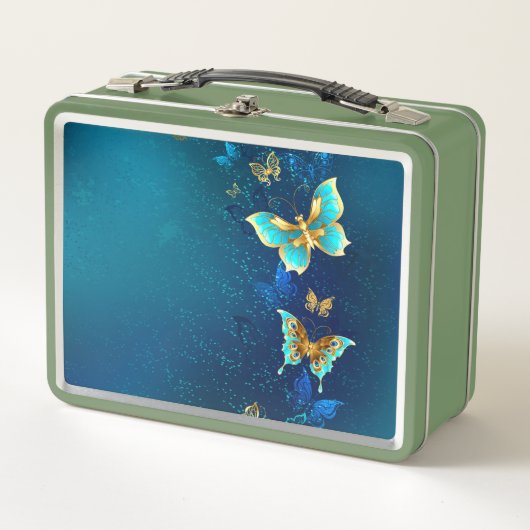 Golden Butterflies op een blauwe achtergrond (Voorkant)