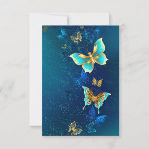 Golden Butterflies op een blauwe achtergrond Aankondiging