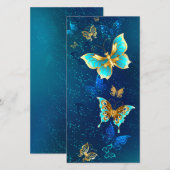 Golden Butterflies op een blauwe achtergrond Aankondiging (Voorkant / Achterkant)