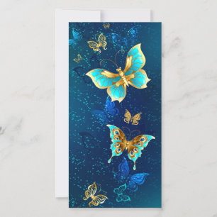 Golden Butterflies op een blauwe achtergrond Aankondiging