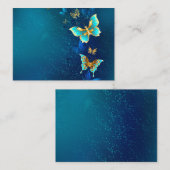 Golden Butterflies op een blauwe achtergrond Advieskaart (Voorkant / Achterkant)