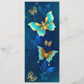 Golden Butterflies op een blauwe achtergrond Advieskaart (Voorkant)
