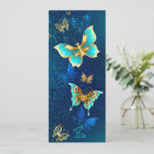 Golden Butterflies op een blauwe achtergrond Advieskaart (Staand voorkant)