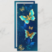 Golden Butterflies op een blauwe achtergrond Advieskaart (Voorkant / Achterkant)