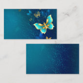 Golden Butterflies op een blauwe achtergrond Afsprakenkaartje (Voorkant / Achterkant)