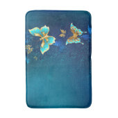 Golden Butterflies op een blauwe achtergrond Badmat (Voorkant Verticaal)