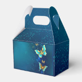 Golden Butterflies op een blauwe achtergrond Bedankdoosjes (Achterkant)