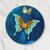 Golden Butterflies op een blauwe achtergrond Bedankjes Labels (Achterkant)