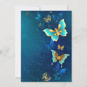 Golden Butterflies op een blauwe achtergrond Bedankkaart