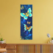 Golden Butterflies op een blauwe achtergrond Canvas Afdruk (Insitu (Woonkamer))