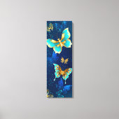 Golden Butterflies op een blauwe achtergrond Canvas Afdruk (Voorkant)