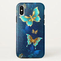 Golden Butterflies op een blauwe achtergrond