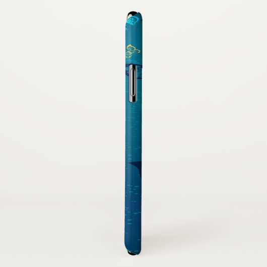 Golden Butterflies op een blauwe achtergrond Case-Mate iPhone Case (Achterkant / rechts)