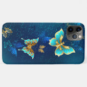 Golden Butterflies op een blauwe achtergrond Case-Mate iPhone Case (Achterkant (horizontaal))