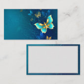 Golden Butterflies op een blauwe achtergrond Contactkaartje (Voorkant / Achterkant)