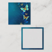 Golden Butterflies op een blauwe achtergrond Contactkaartje (Voorkant / Achterkant)