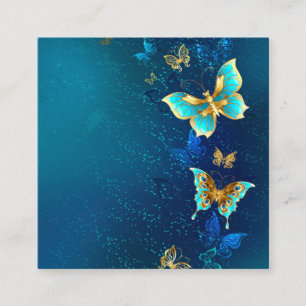 Golden Butterflies op een blauwe achtergrond Contactkaartje